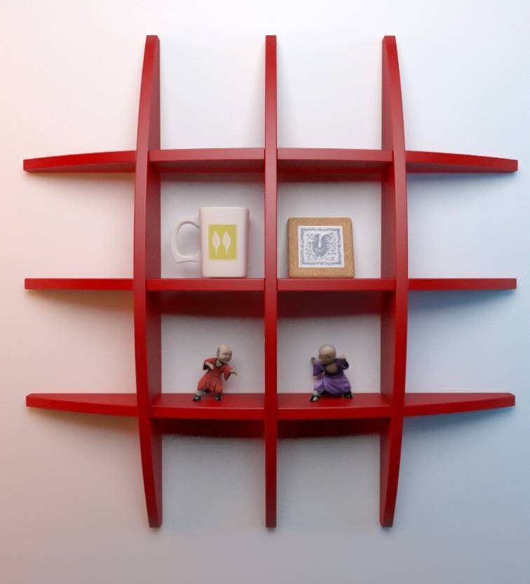 Purchas Cross Intersecting Hash Shape Floating Red