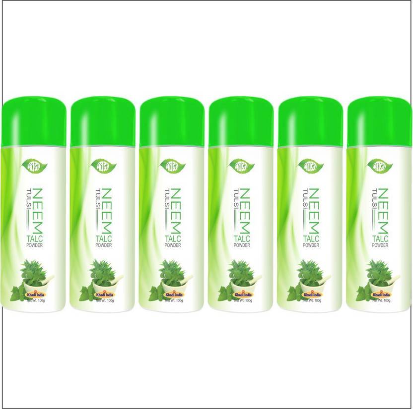 KHADI MEGHDOOT AYURVEDIC NEEM TULSI TALC POWDER 100G PACK OF 6 Price