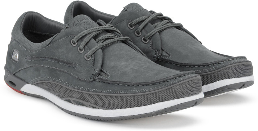 CLARKS Orson Lace Dark Grey Lea Casual 