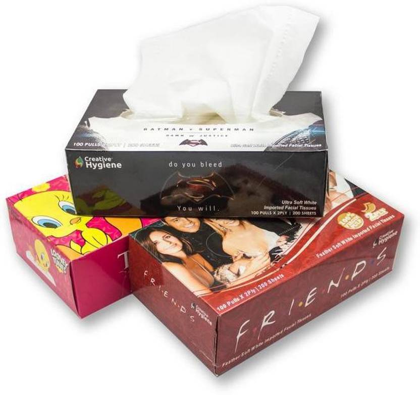 Creative Hygiene Facial Tissue box 2 Ply 100 Pulls 200 Sheets Pack of 3