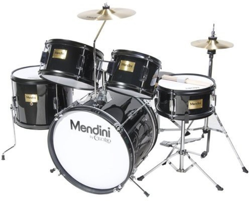 Pedal /& Drumsticks Cymbal Mendini by Cecilio 16 inch 3-Piece Kids//Junior Drum Set with Adjustable Throne MJDS-3-BK Cecilio Musical Instruments Metallic Black