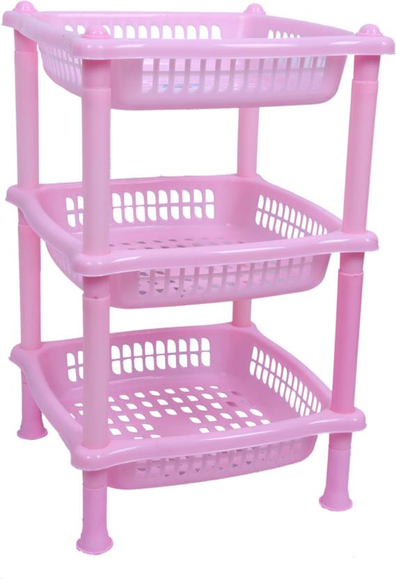 Swati Arisers Square Pink Kitchen Storage 3 Rack Self Plastic Wall Swati Arisers Square Pink Kitchen Storage 3 Rack Self Plastic Wall Shelf