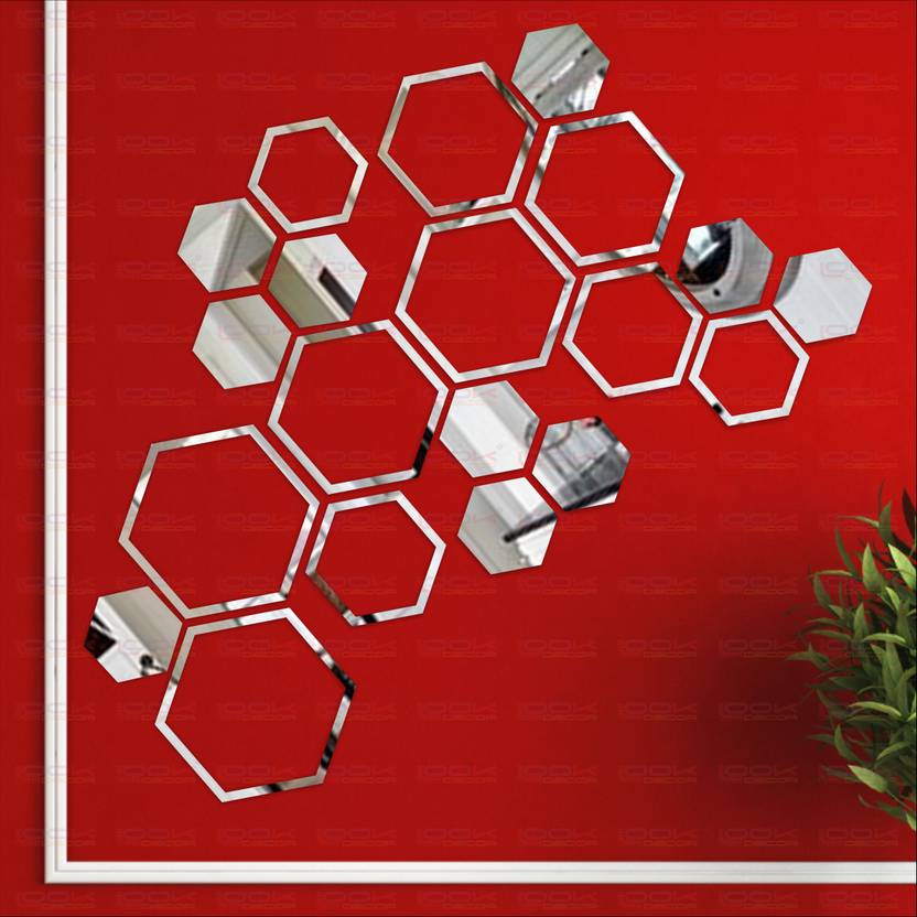 Look Decor Extra Large Shape Hexagon Silver Pack Of 20 Acrylic Look Decor Extra Large Shape Hexagon Silver Pack Of 20 Acrylic Sticker 3d
