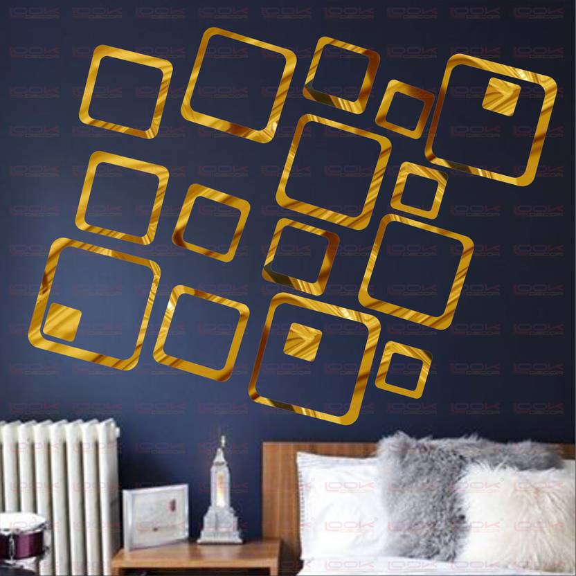 Look Decor Extra Large 18 Square Golden Pack Of Acrylic