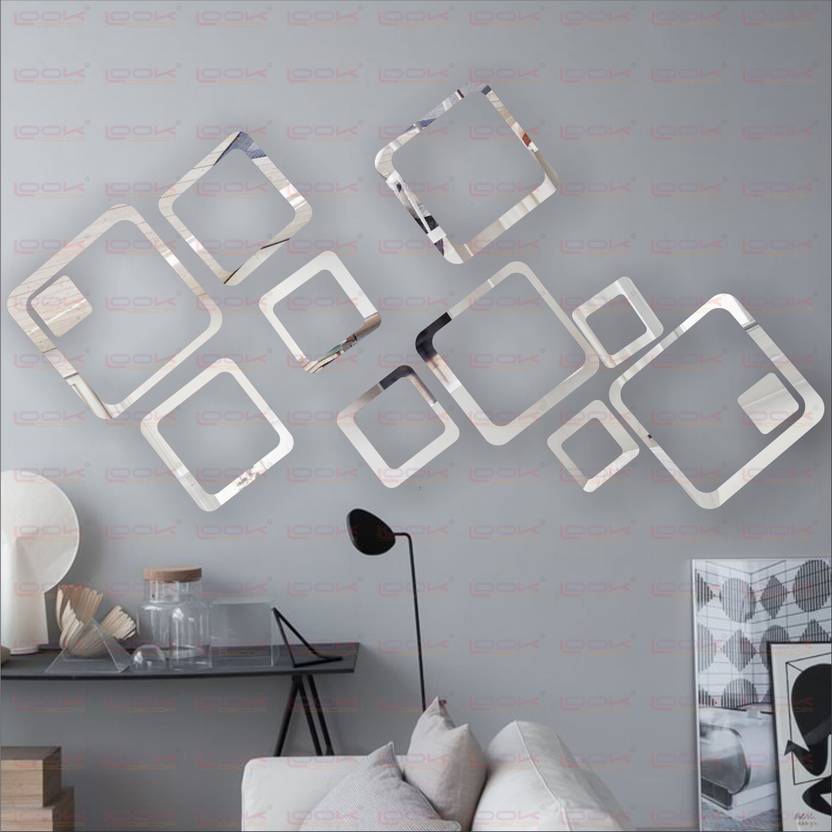 Look Decor Extra Large 12 Square Silver Pack Of Acrylic