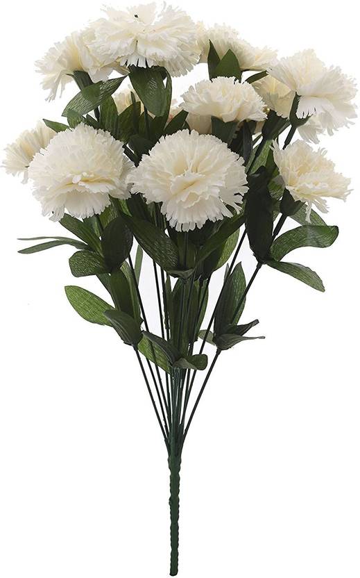 Kaykon Beautiful 12 Flower Carnation Bunch White Carnations Artificial Flower