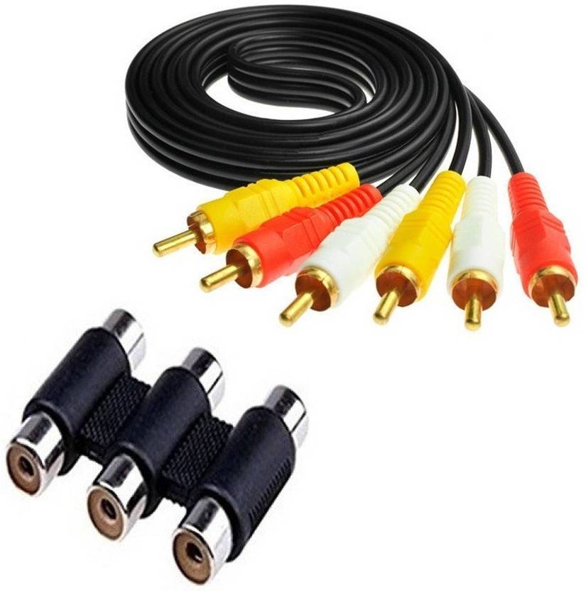 DeTechInn RCA Audio Video Cable 1 m 3 RCA Female Jointer For Audio