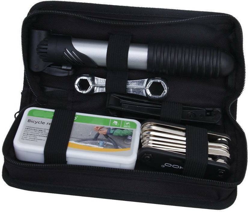 Shrih Bike Repair Multitool Kit Bag with Mini Pump Maintainence Tool