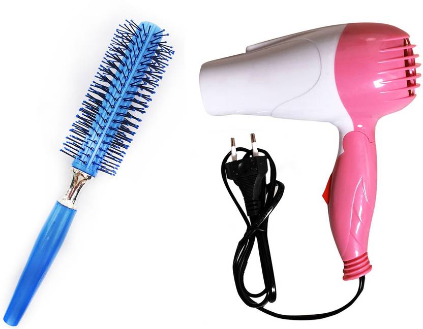 Fully Combo Of Hair Dryer And Round Hair Brush With Soft Bristle Set Of 2