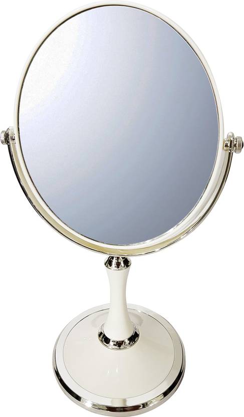 Confidence Cosmetic Mirror Makeup Lipstick Jewellery Double Sided Normal And Magnifying Stand White Small