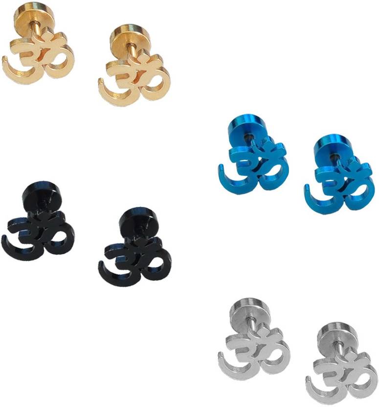 Flipkart Rich Famous Men Jewellery Om Deign Combo Set Rich Famous Men Jewellery Om Deign Combo Set Earrings Steel Stud Earring