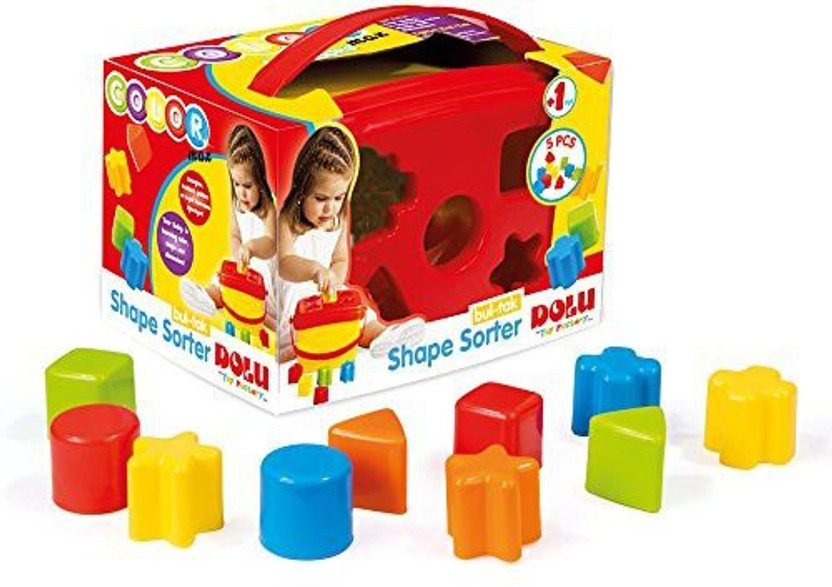 Toddler Kids Brightly Coloured Shape Block Sorter Bucket Carry Handle NEW