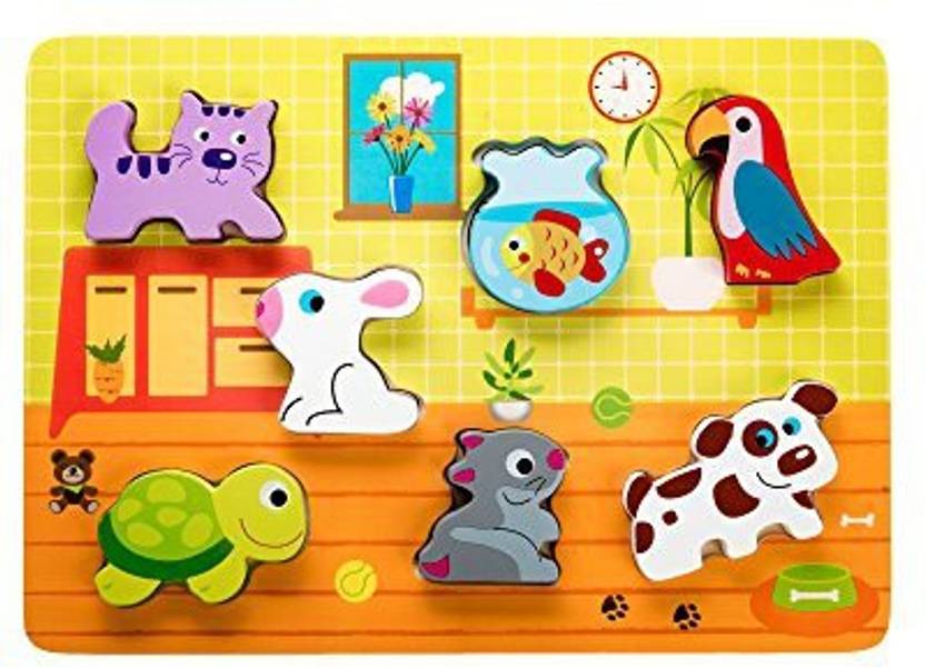 Ray s Toys Wooden Chunky Puzzle Animal Figurines For Toddlers, Educational Toy For Preschool