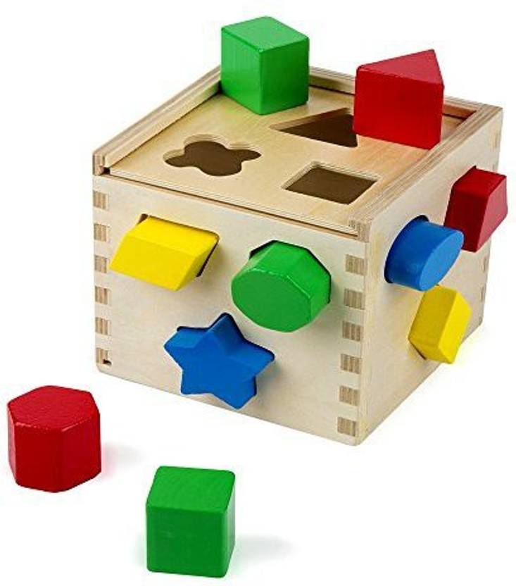 Generic Learning Toy Shape Sorting Cube 12 Wooden Shapes Playset