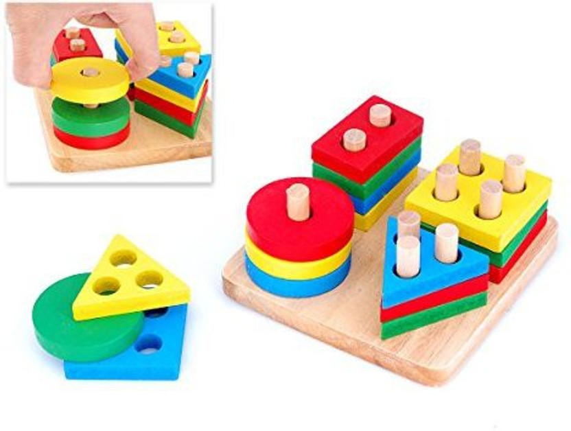 Shape Sorter Educational Geometric Puzzle Board Blocks Wooden Toddler Toy L