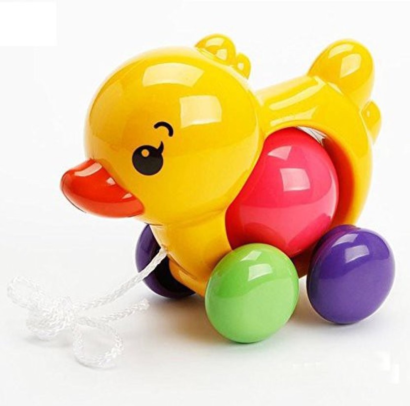 Toddler Baby Walk Learning Toys Fun Pull Along Small Duck With Rattles Toy Q