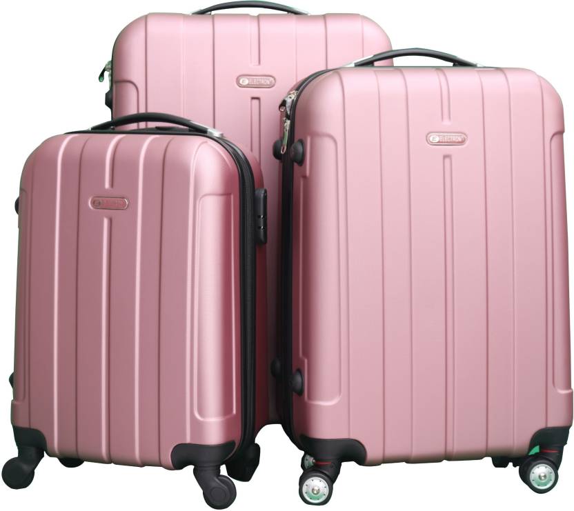 Electron Abs Pink Hardsided Travel 3 Piece Luggage Set of (19