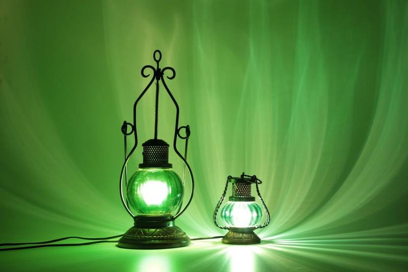 Forex Max Handicrafts Black Green Wooden Glass Hanging Lantern - 