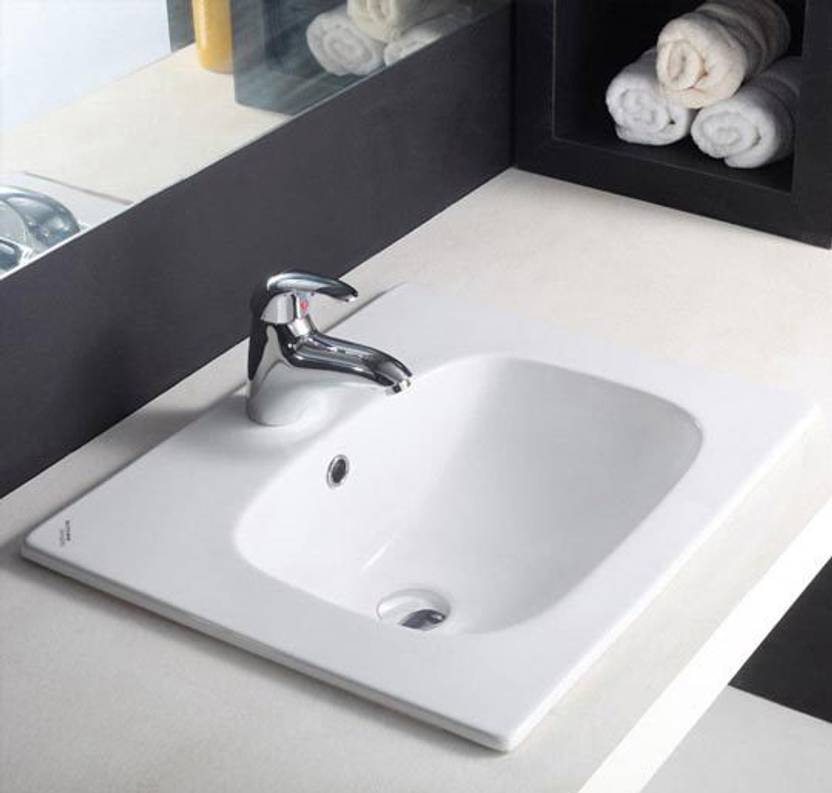 Hindware Counter Top Self Rimming Wash Basin Optra 91008 (57X48 Cm) Pedestal Basin Price in