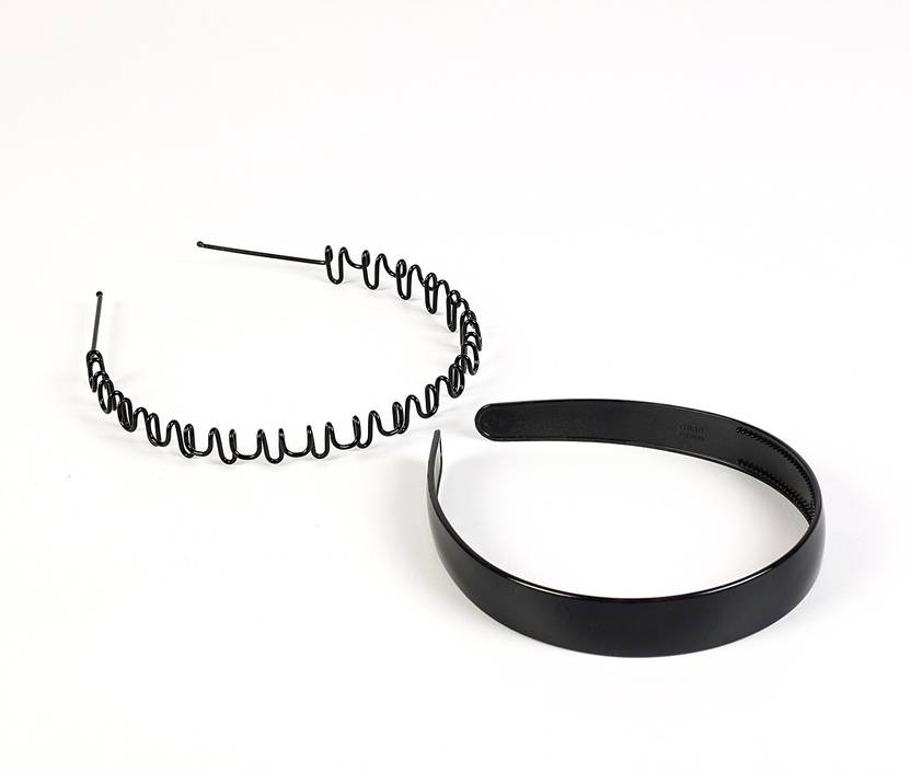 Sringhar Black Metal Zigzag Hair Band And Plastic Hair Band For