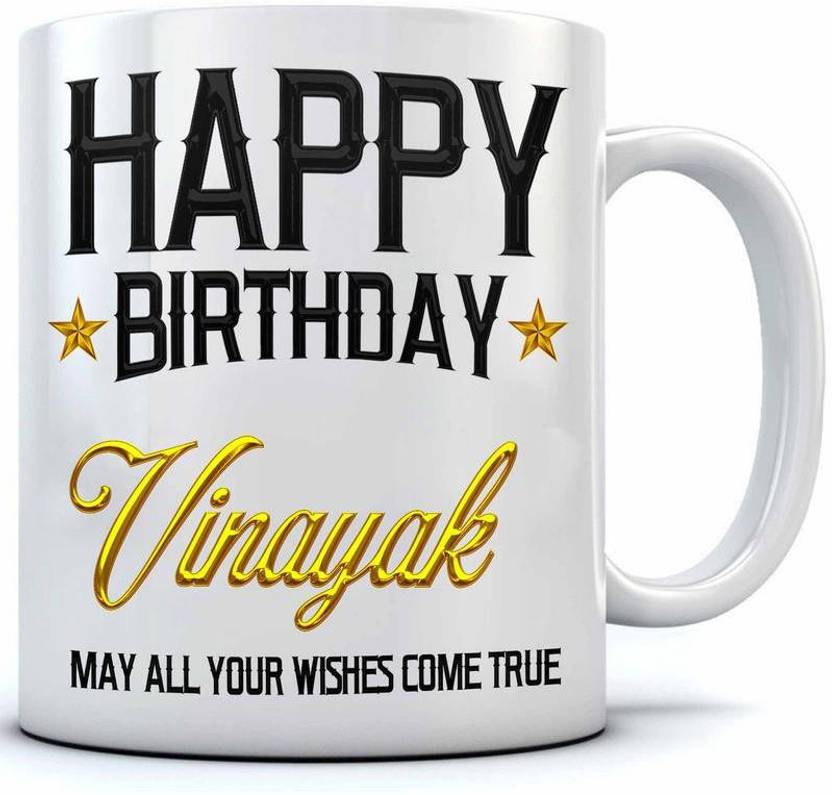 ramposh happy birthday vinayak name printed ceramic coffee 350 mlbirthday giftvinayak