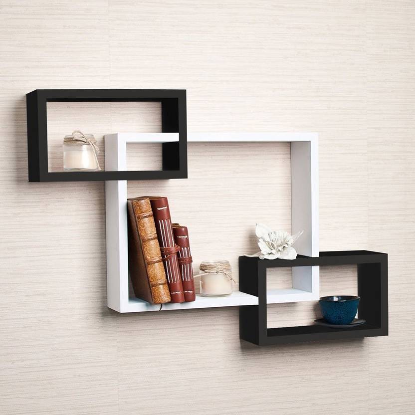 Sunshine Wood Wooden Intersecting Storage Wall Shelves Rack