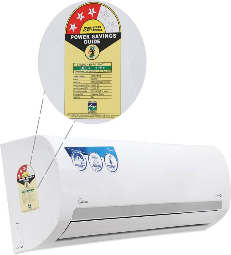 Midea 1 Ton 3 Star BEE Rating 2018 Inverter AC  - White