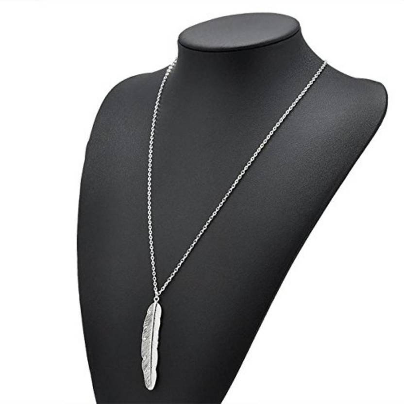 Myki Enchanting Silver Leaf Long Chain For Women Girls Gold - Silver Leaf Pendant India Myki Enchanting Silver Leaf Long Chain For Women Girls Gold - Silver Leaf Pendant India