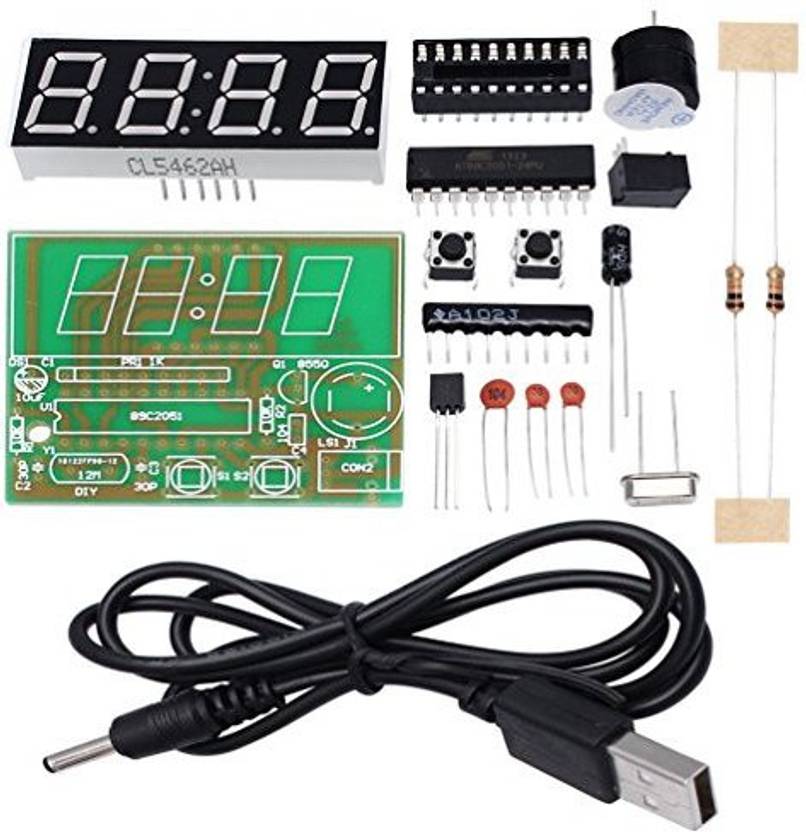 Generic Whdts 0.56" C51 4 Bits Digital Electronic Clock Kit Red Led