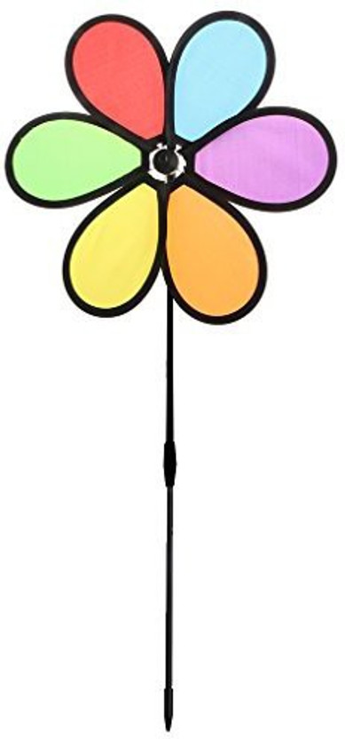 Wind Spinner Windmill Pinwheel Triple Wheel Yard Lawn Garden Rainbow Decor Art