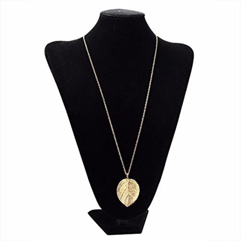 Elegant Women Boho Leaf Feather Pendant Gold Plated Tassel Long Chain Necklace