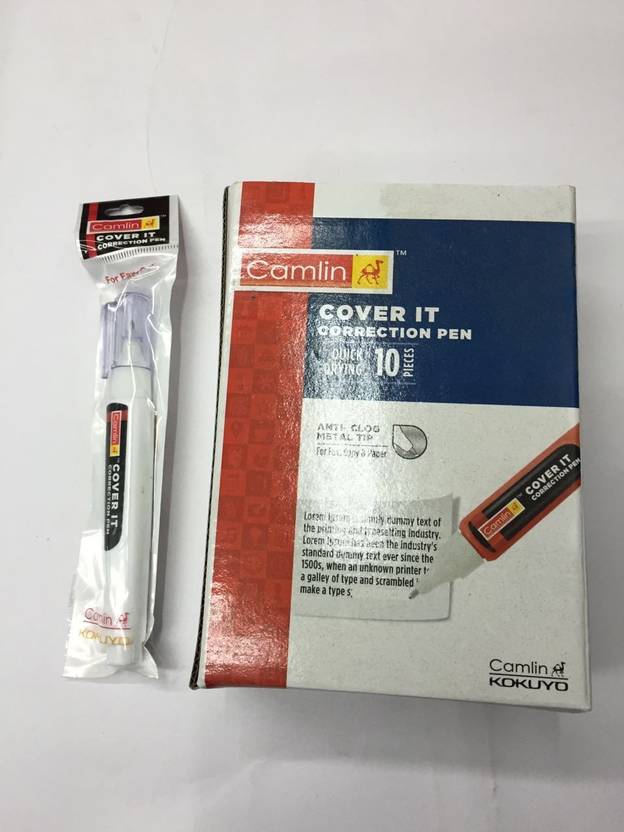 Camlin correction pen 10 ml 5 mm whitener pen whitener pen