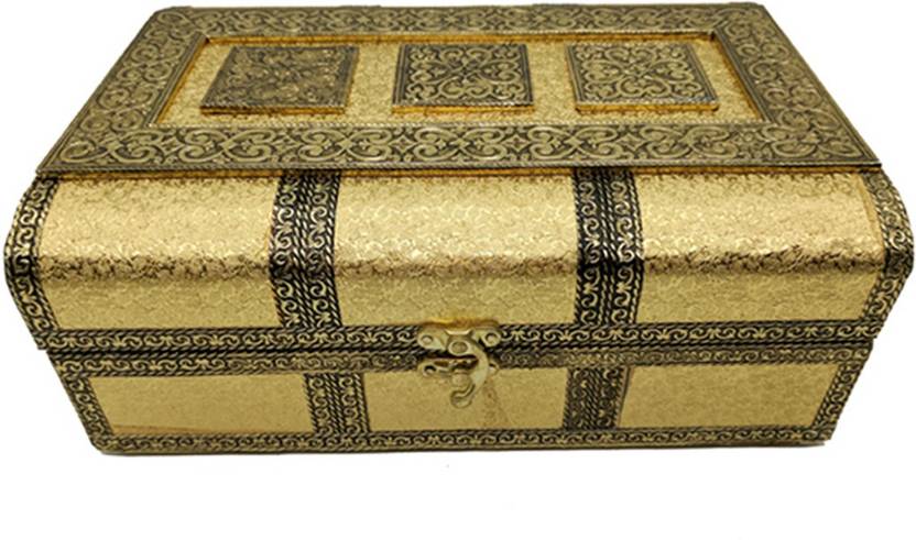 Sarangware Wooden Oxidised Golden Color Bangle Box With 2