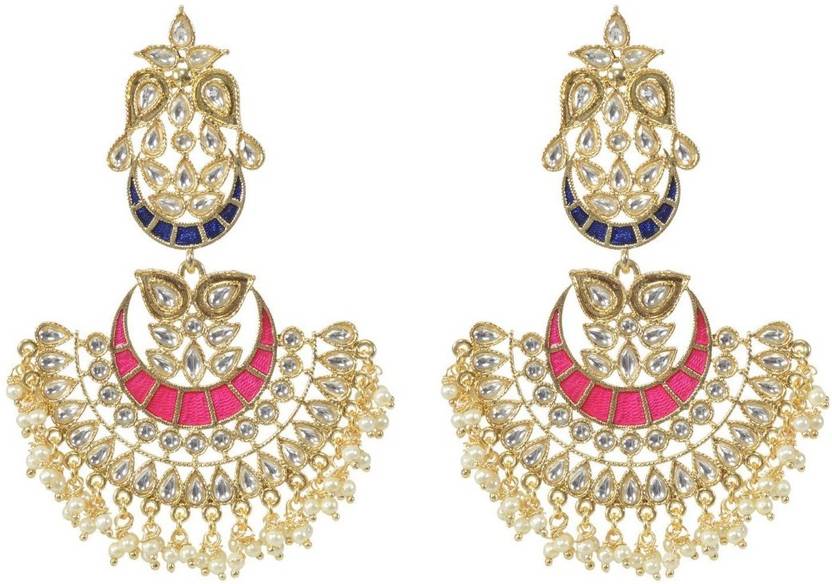 Flipkart Smartcraft Double Kundan Earring Upper Blue Smartcraft Double Kundan Earring Upper Blue Lower Pink Premium Fancy Designer Earrings For