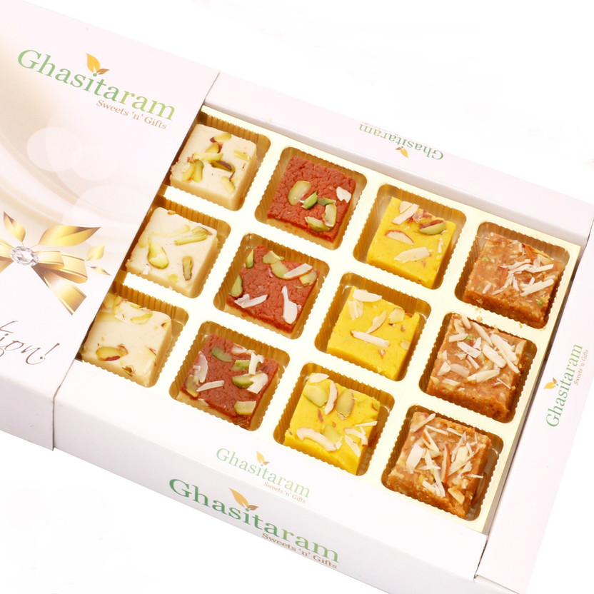 Ghasitaram Gifts Assorted Barfis White Box(300 g)