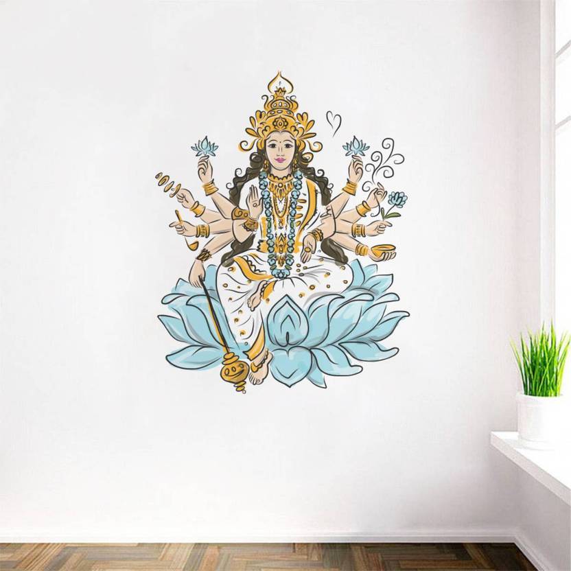 rawpockets decals ' goddess lakshmi ' large size wall sticker ( wall
