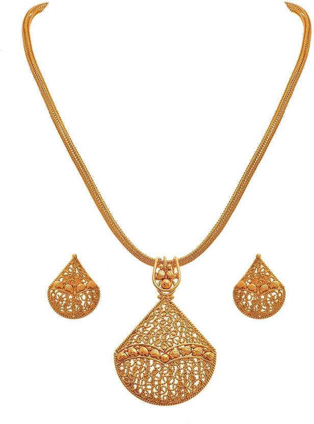 Jfl Jewellery For Less Traditional Ethnic One Gram Gold Plated Jfl Jewellery For Less Traditional Ethnic One Gram Gold Plated Designer Pendant Set