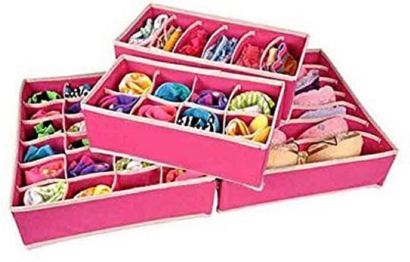 House Of Quirk Set 4 Foldable Storage Box Type Non Smell Drawer House Of Quirk Set 4 Foldable Storage Box Type Non Smell Drawer Organizer Closet For Socks Bra Tie Scarfs Pink