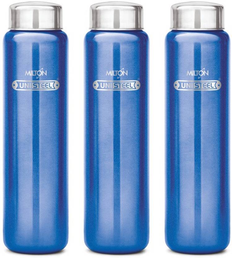 Milton Aqua Stainless Steel Fridge Water Bottle 930 Ml Set Of 3 Blue Milton Aqua Stainless Steel Fridge Water Bottle 930 Ml Set Of 3 Blue