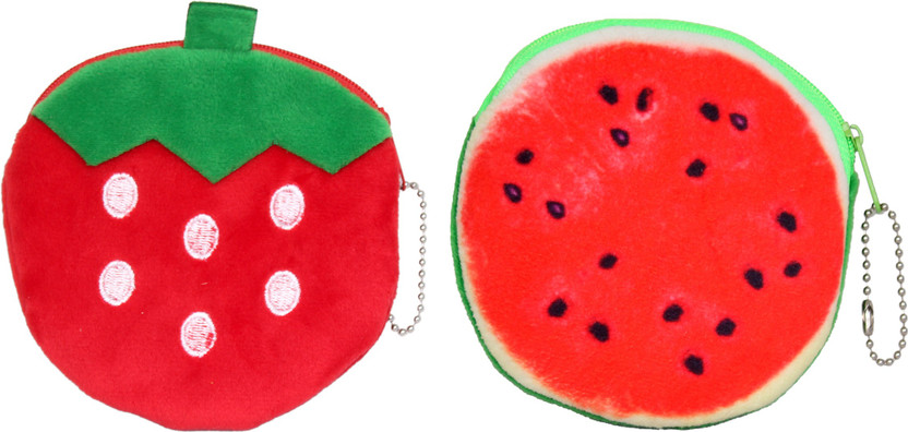 Strawberry Fruits Plush Coin Purse Children Zip Small Change Purse Wallet G