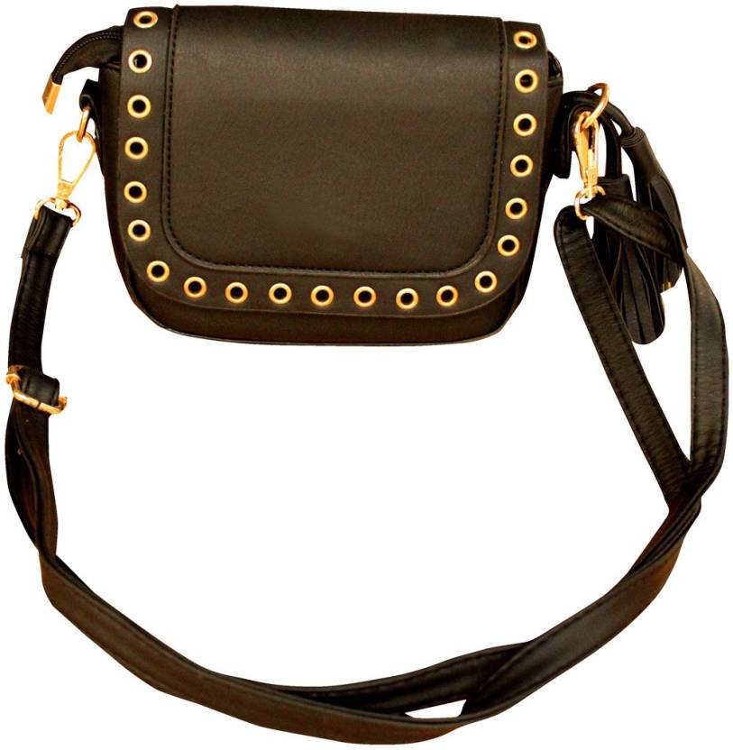 HD Black Sling Bag Sadhana Latest Fashion 100 % Genuine Leather Sling ...