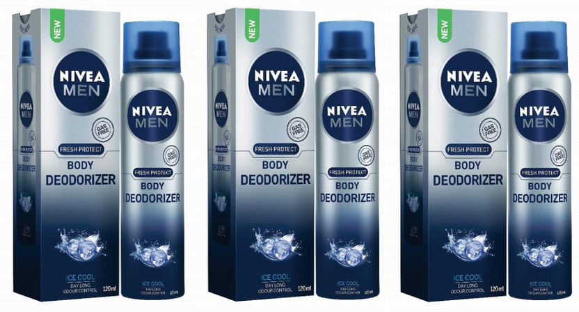 NIVEA Men Ice Cool Gas Free Body Deodorizer 120ML Each (Pack of 3) Deodorant Spray  -  For Men(360 ml, Pack of 3)