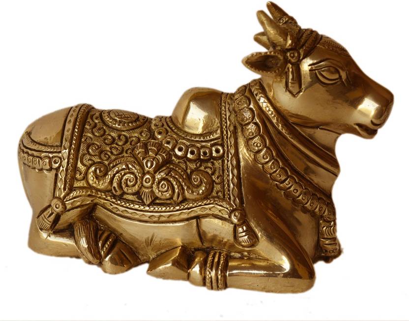 aakrati Goddess Nandi Cow Sitting Position Brass Nandi Statue Shiva