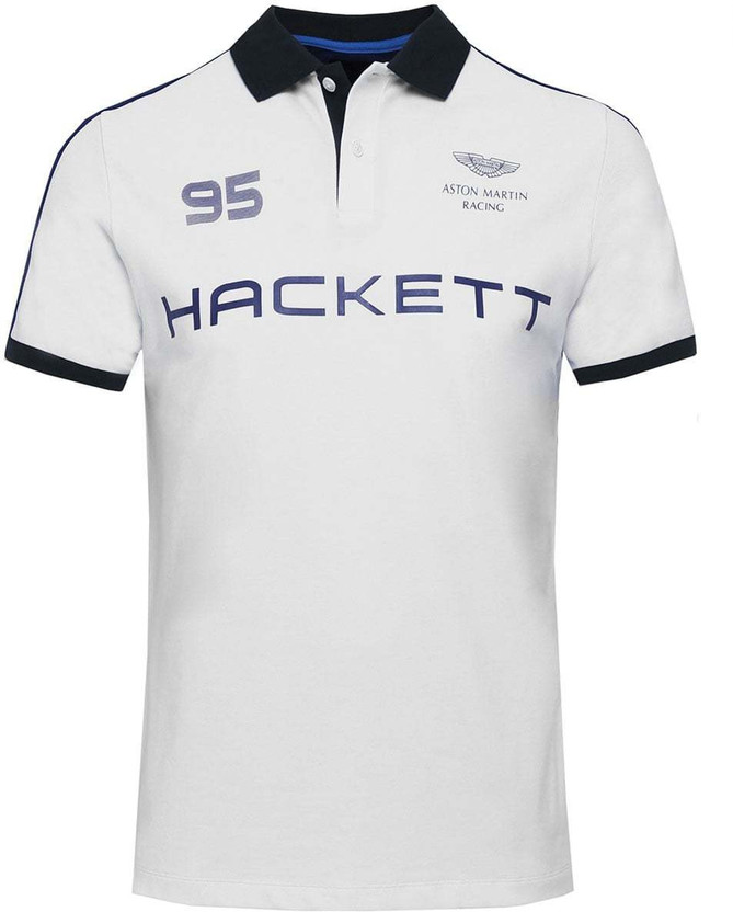 Buy Hackett Printed Men Polo Neck White