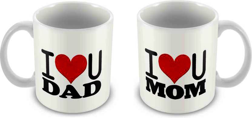 Angeltech I Love U Dad Mom Ceramic Mug Price In India Buy