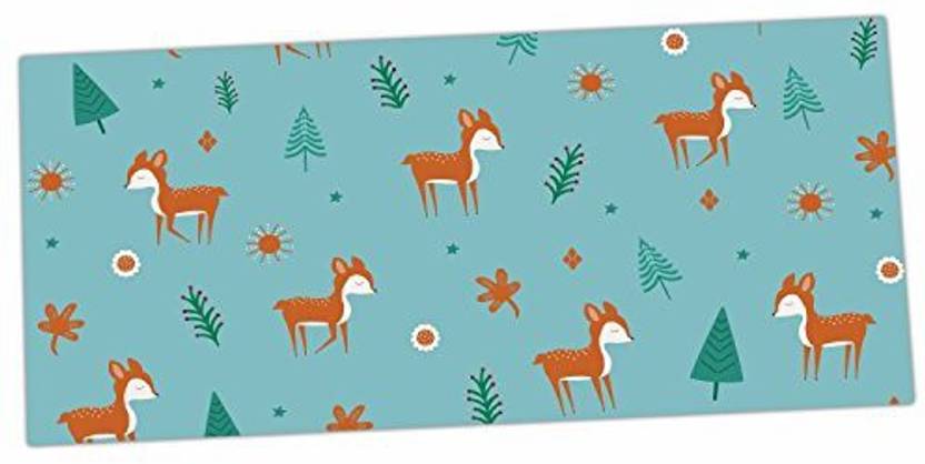 Kess Inhouse Cristina Bianco Design Cute Deer Pattern Teal Kids Kess Inhouse Cristina Bianco Design Cute Deer Pattern Teal Kids Desk Mat 13 X 26