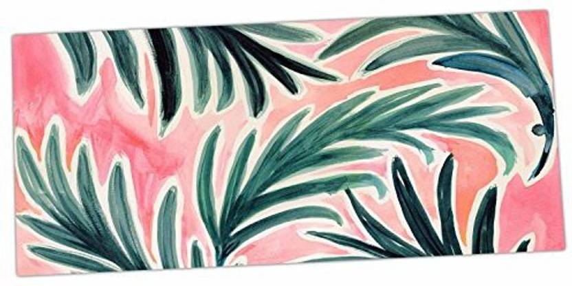 Kess Inhouse Crystal Walen Lush Palm Leaves Green Pink Desk Mat