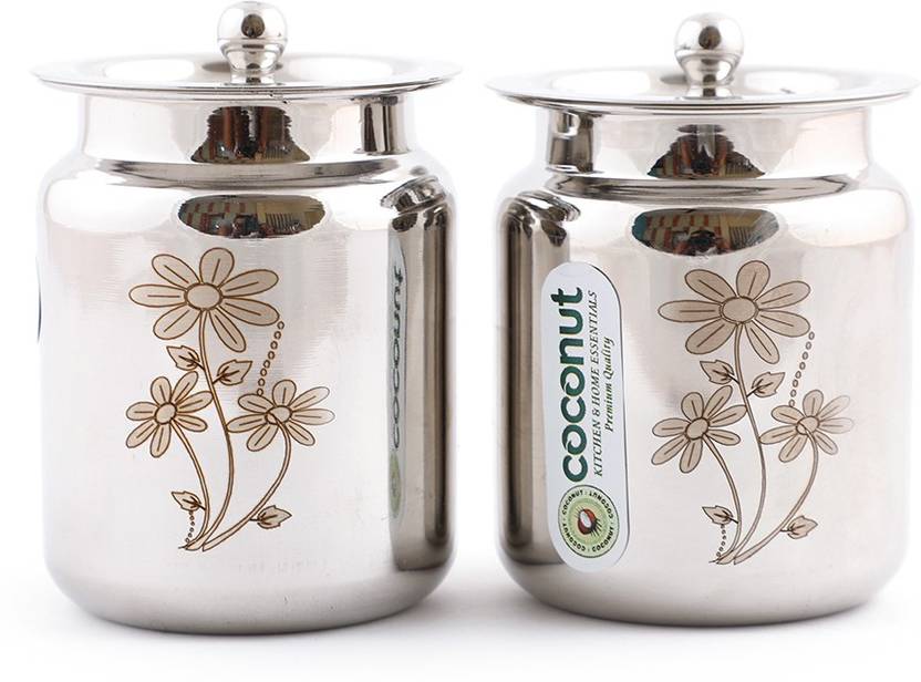 Coconut Stainless Steel Laser Ghee Pot 600 Ml Oil Container