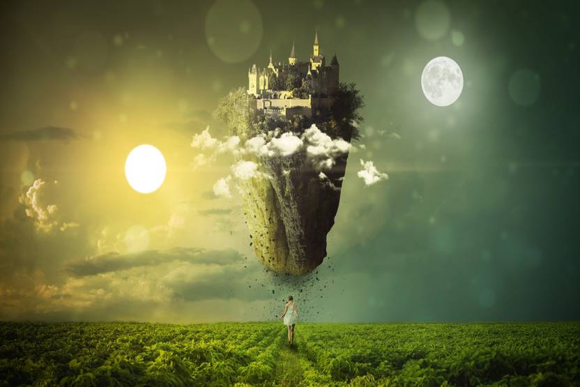 Fantasy Poster For Room Equinomoon Sun Floating Castle Wall