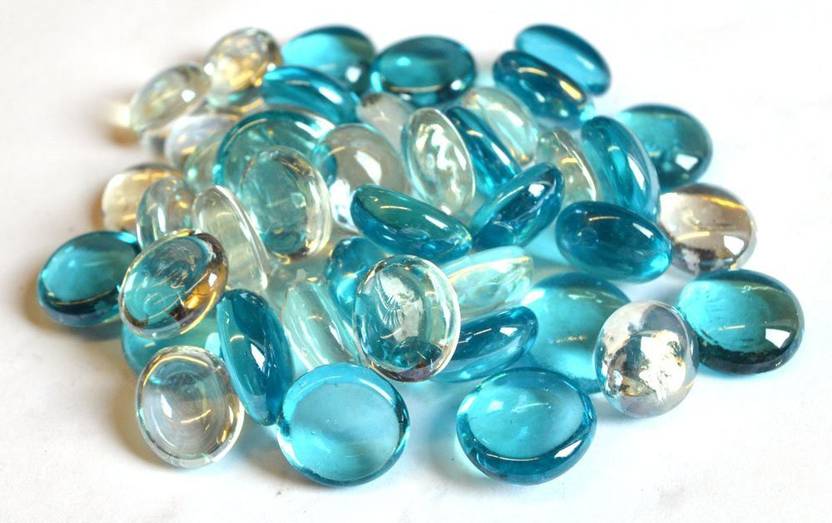 Day Aqua Blue And Transparent Glass Pebbles Vase Fillers 300g